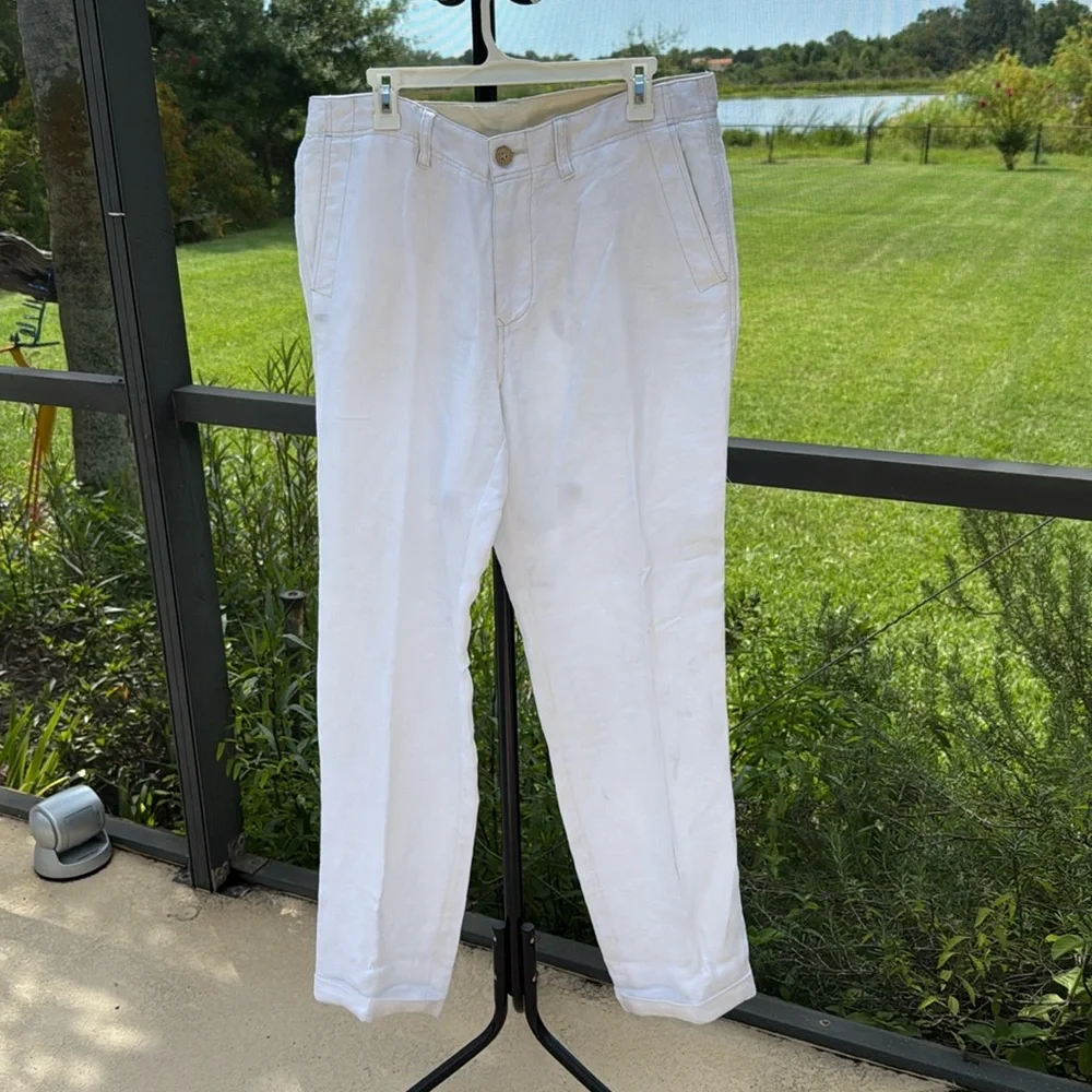 Tommy Bahama White/Off White linen Blend Summer Pants  34x34” nwot